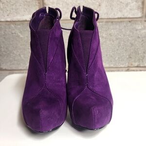 Purple ankle bootie heels